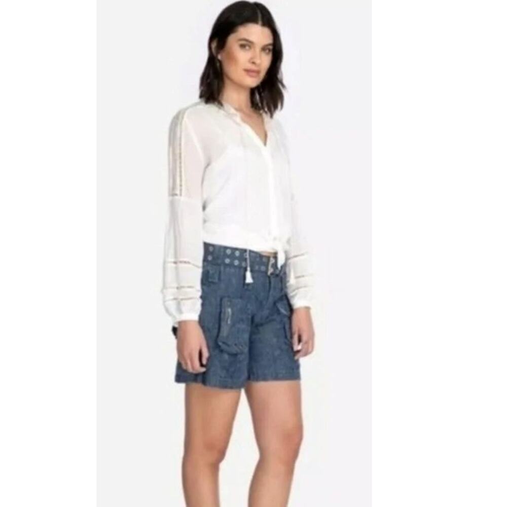 Johnny Was Zuma Embroidered Cargo Denim Shorts 2